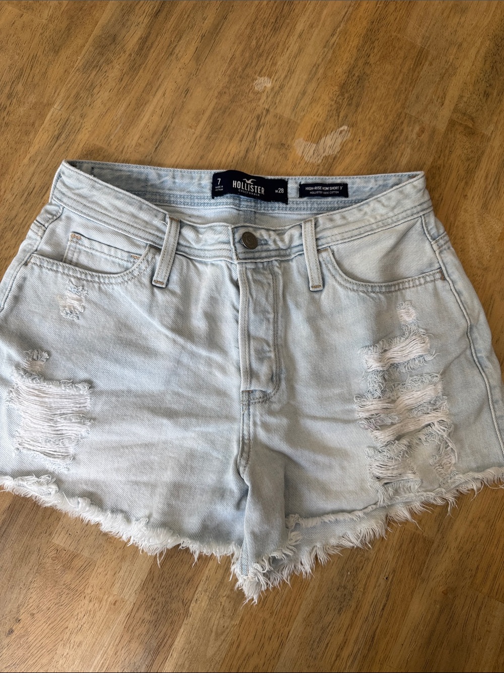 Hollister Light Blue Ripped Denim Cutoff Shorts